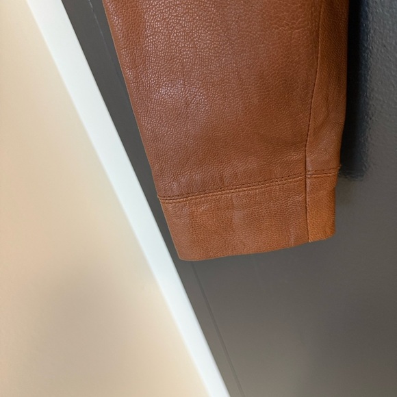 Black Rivet S EUC barely worn Women's Tan Leather Jacket high collar fall trend - Picture 7 of 15